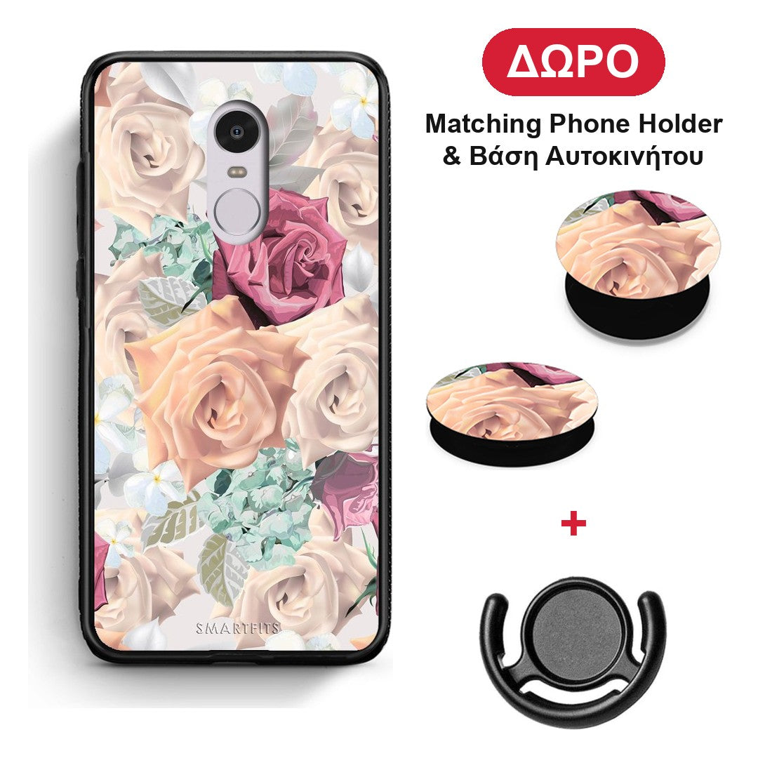 Floral Bouquet - Xiaomi Redmi Note 4 / 4X θήκη + Δώρο Phone Holder & Βάση Αυτοκινήτου