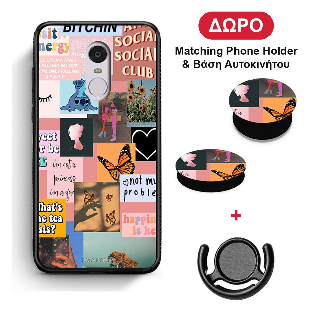 Collage Bitchin - Xiaomi Redmi Note 4 / 4X θήκη + Δώρο Phone Holder & Βάση Αυτοκινήτου