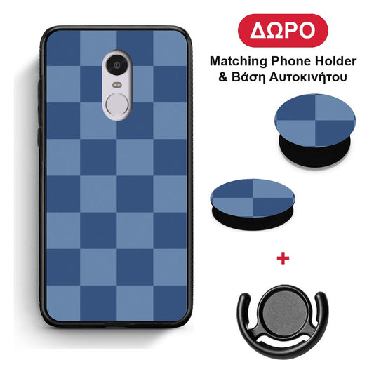 Denim Blue Checkerboard - Xiaomi Redmi Note 4 / 4X θήκη + Δώρο Phone Holder & Βάση Αυτοκινήτου