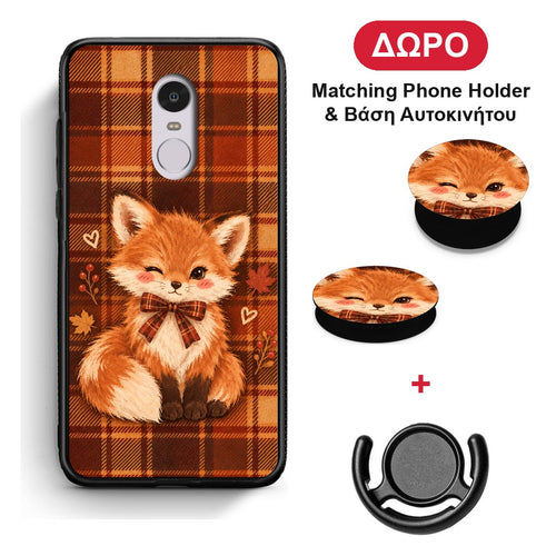 Fox on Autumn Tartan - Xiaomi Redmi Note 4 / 4X θήκη + Δώρο Phone Holder & Βάση Αυτοκινήτου