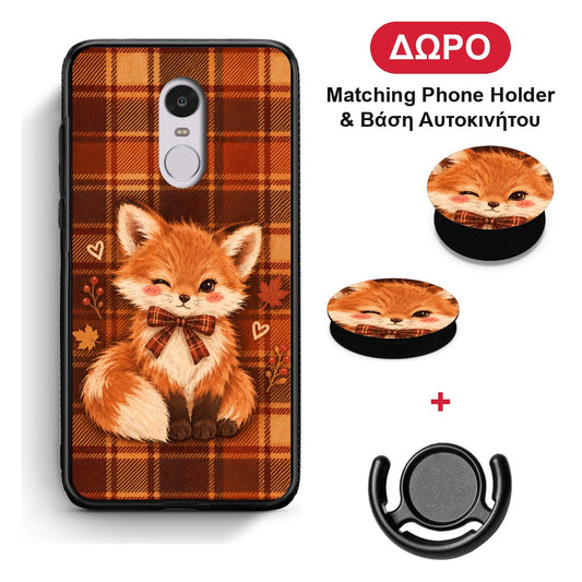 Fox on Autumn Tartan - Xiaomi Redmi Note 4 / 4X θήκη + Δώρο Phone Holder & Βάση Αυτοκινήτου