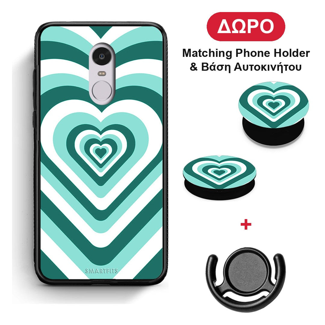 Green Hearts - Xiaomi Redmi Note 4 / 4X θήκη + Δώρο Phone Holder & Βάση Αυτοκινήτου