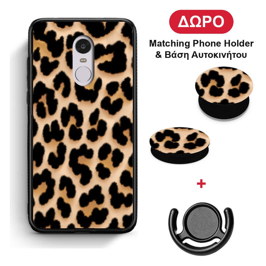 Leopard Print Tan Large - Xiaomi Redmi Note 4 / 4X θήκη + Δώρο Phone Holder & Βάση Αυτοκινήτου