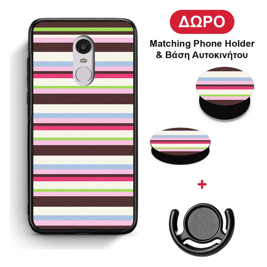 Multicolour Horizontal Stripes - Xiaomi Redmi Note 4 / 4X θήκη + Δώρο Phone Holder & Βάση Αυτοκινήτου