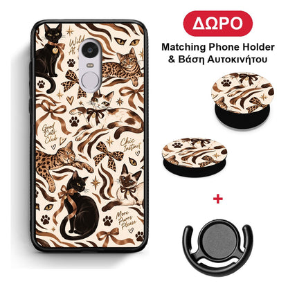 Wild Cats and Animal Print Collage - Xiaomi Redmi Note 4 / 4X θήκη + Δώρο Phone Holder & Βάση Αυτοκινήτου