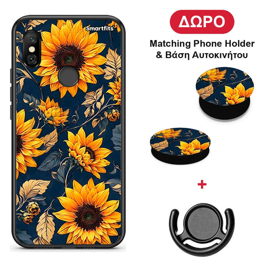 Autumn Sunflowers - Xiaomi Redmi Note 6 Pro θήκη + Δώρο Phone Holder & Βάση Αυτοκινήτου
