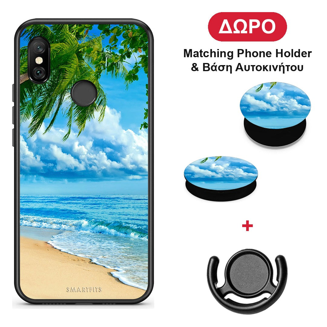 Beautiful Beach - Xiaomi Redmi Note 6 Pro θήκη + Δώρο Phone Holder & Βάση Αυτοκινήτου