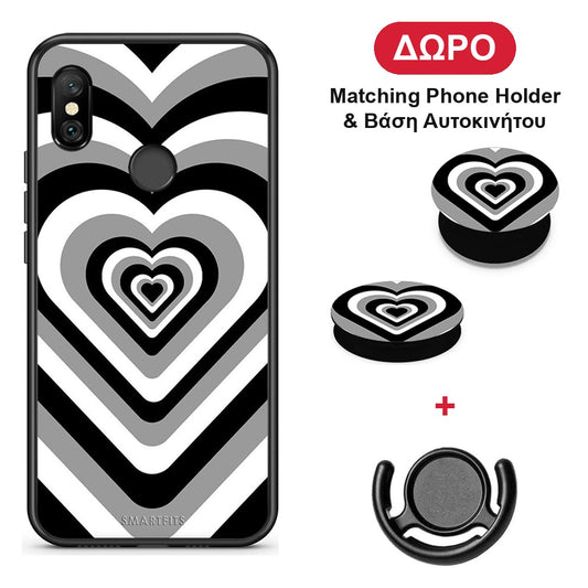 Black Hearts - Xiaomi Redmi Note 6 Pro θήκη + Δώρο Phone Holder & Βάση Αυτοκινήτου