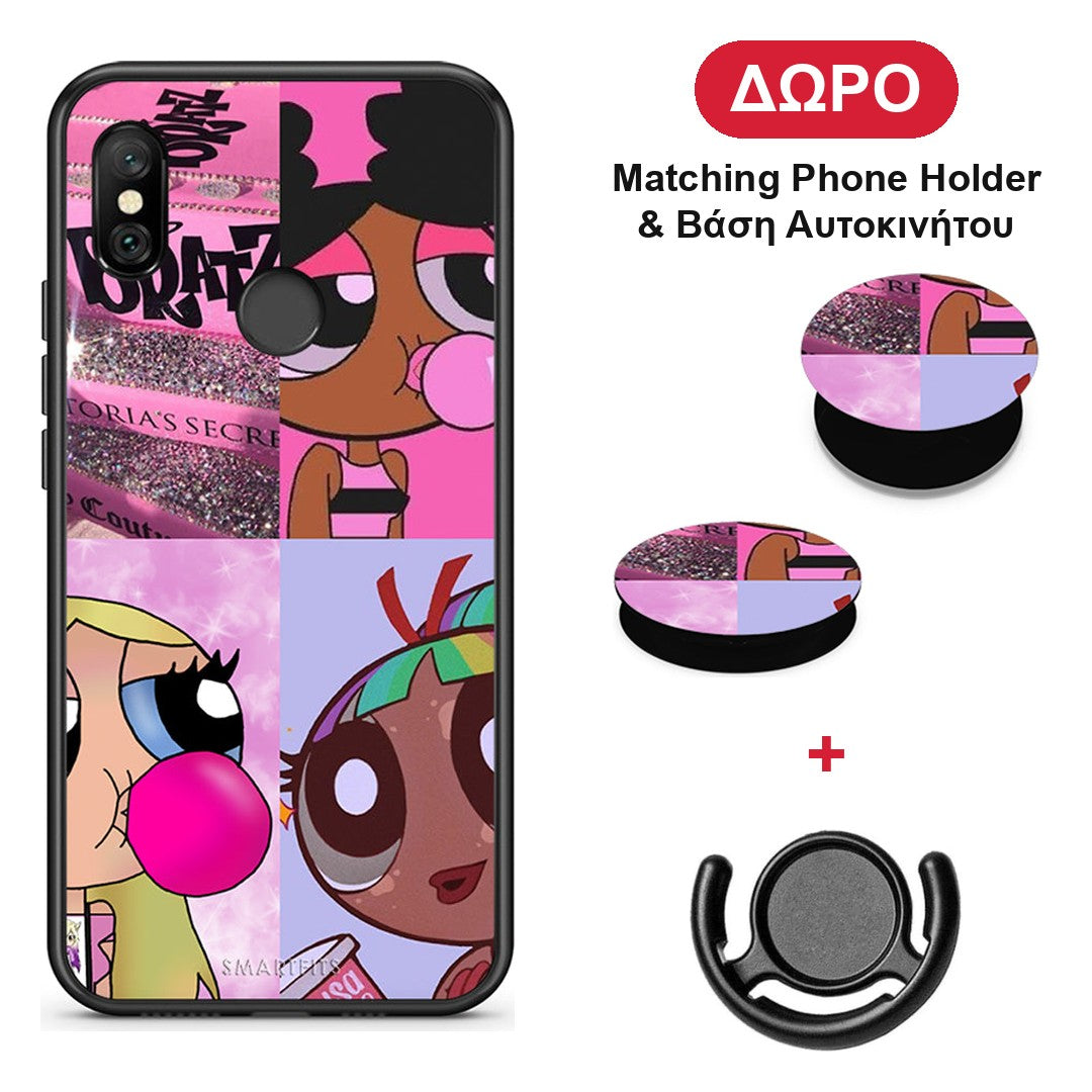 Bubble Girls - Xiaomi Redmi Note 6 Pro θήκη + Δώρο Phone Holder & Βάση Αυτοκινήτου
