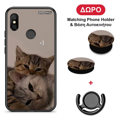 Cats In Love - Xiaomi Redmi Note 6 Pro θήκη + Δώρο Phone Holder & Βάση Αυτοκινήτου