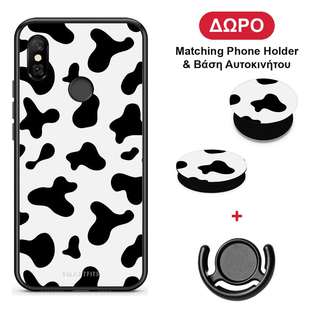 Cow Print - Xiaomi Redmi Note 6 Pro θήκη + Δώρο Phone Holder & Βάση Αυτοκινήτου