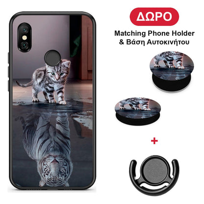 Cute Tiger - Xiaomi Redmi Note 6 Pro θήκη + Δώρο Phone Holder & Βάση Αυτοκινήτου