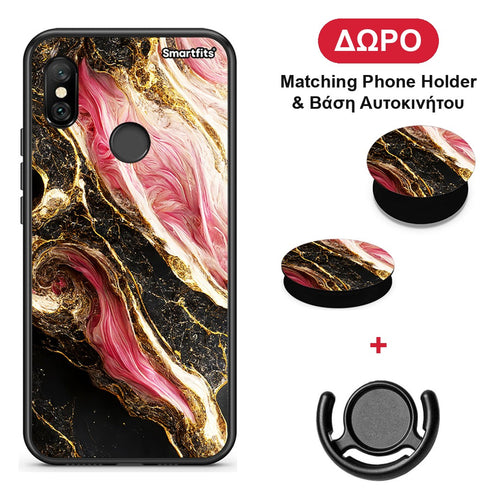 Glamorous Pink Marble - Xiaomi Redmi Note 6 Pro θήκη + Δώρο Phone Holder & Βάση Αυτοκινήτου
