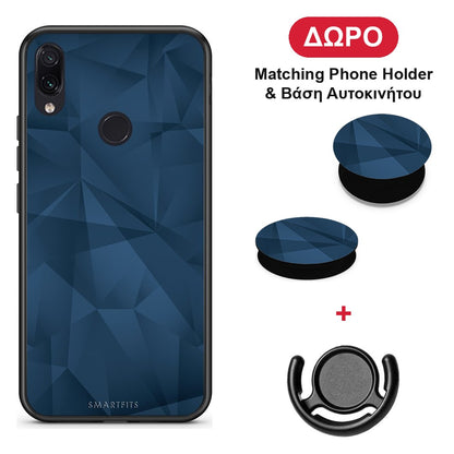 Geometric Blue Abstract - Xiaomi Redmi Note 7 θήκη + Δώρο Phone Holder & Βάση Αυτοκινήτου