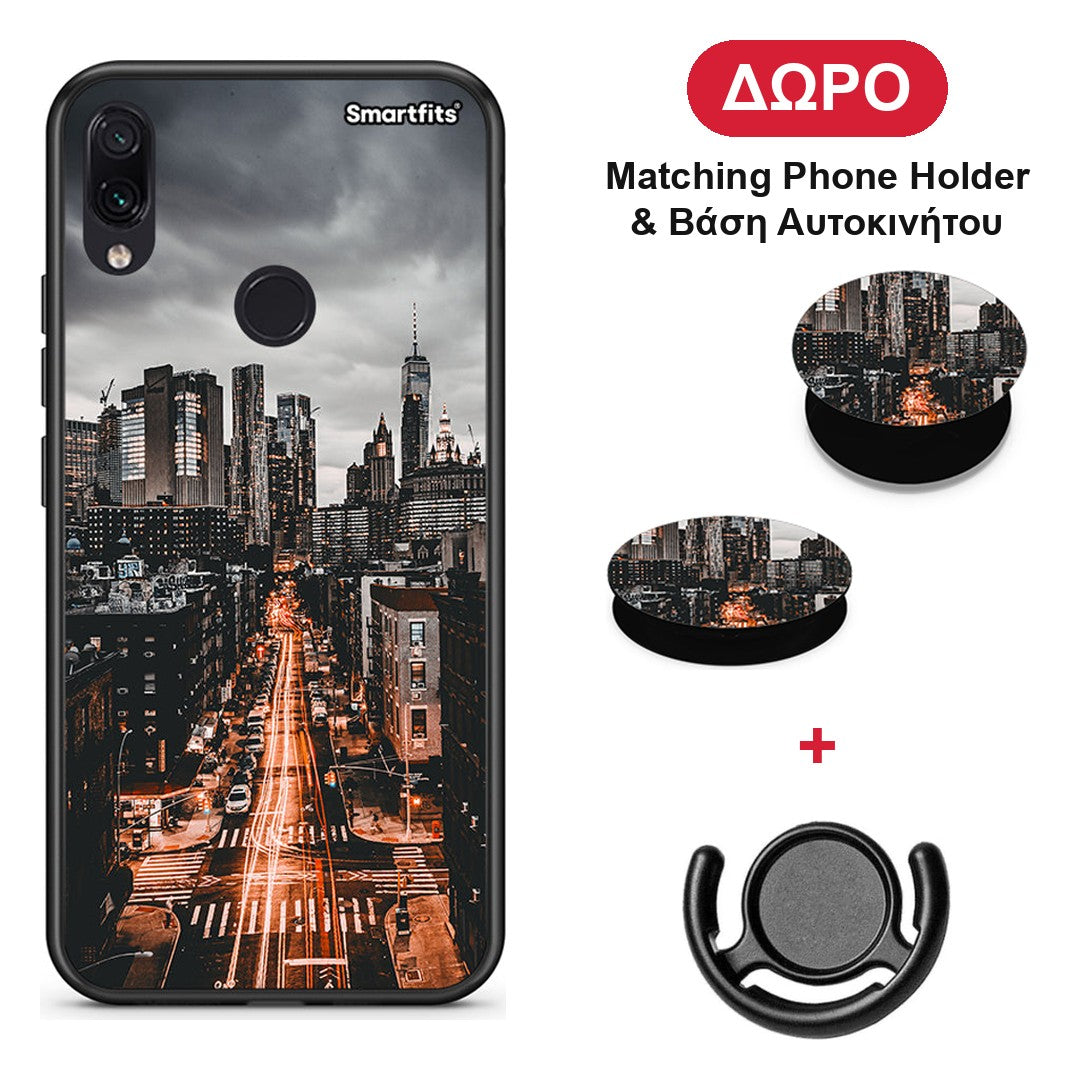 City Lights - Xiaomi Redmi Note 7 θήκη + Δώρο Phone Holder & Βάση Αυτοκινήτου