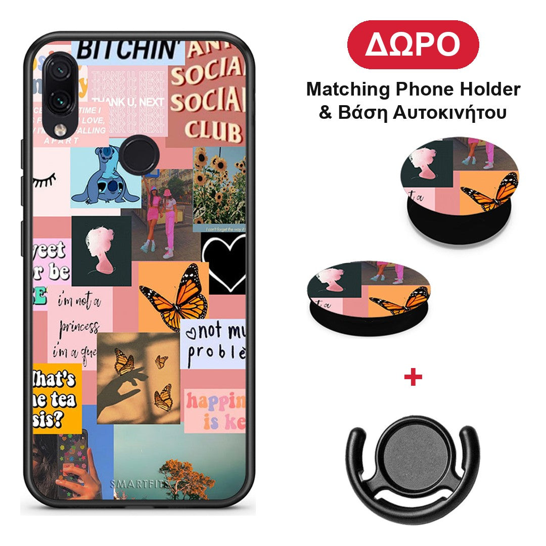 Collage Bitchin - Xiaomi Redmi Note 7 θήκη + Δώρο Phone Holder & Βάση Αυτοκινήτου