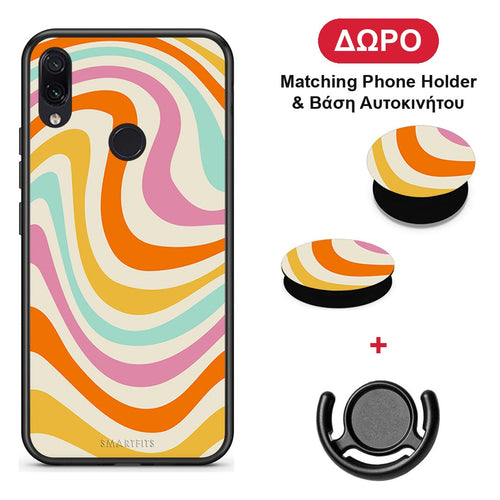 Colourful Waves - Xiaomi Redmi Note 7 θήκη + Δώρο Phone Holder & Βάση Αυτοκινήτου