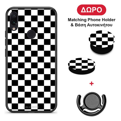 Geometric Squares - Xiaomi Redmi Note 7 θήκη + Δώρο Phone Holder & Βάση Αυτοκινήτου