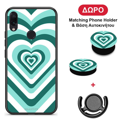 Green Hearts - Xiaomi Redmi Note 7 θήκη + Δώρο Phone Holder & Βάση Αυτοκινήτου