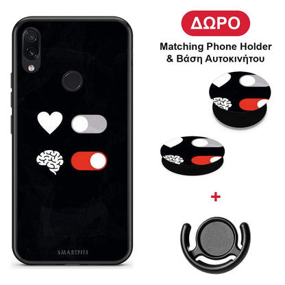 Heart Vs Brain - Xiaomi Redmi Note 7 θήκη + Δώρο Phone Holder & Βάση Αυτοκινήτου