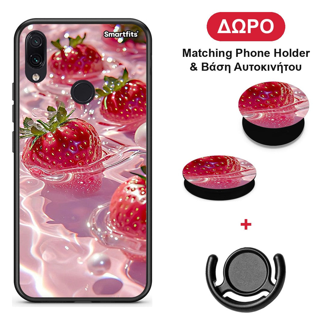 Juicy Strawberries - Xiaomi Redmi Note 7 θήκη + Δώρο Phone Holder & Βάση Αυτοκινήτου