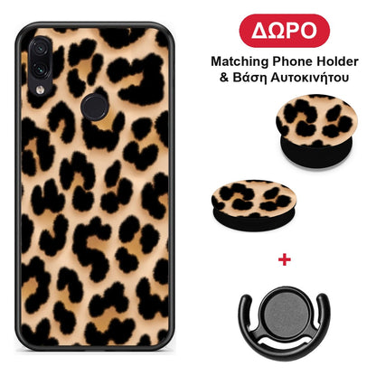Leopard Print Tan Large - Xiaomi Redmi Note 7 θήκη + Δώρο Phone Holder & Βάση Αυτοκινήτου