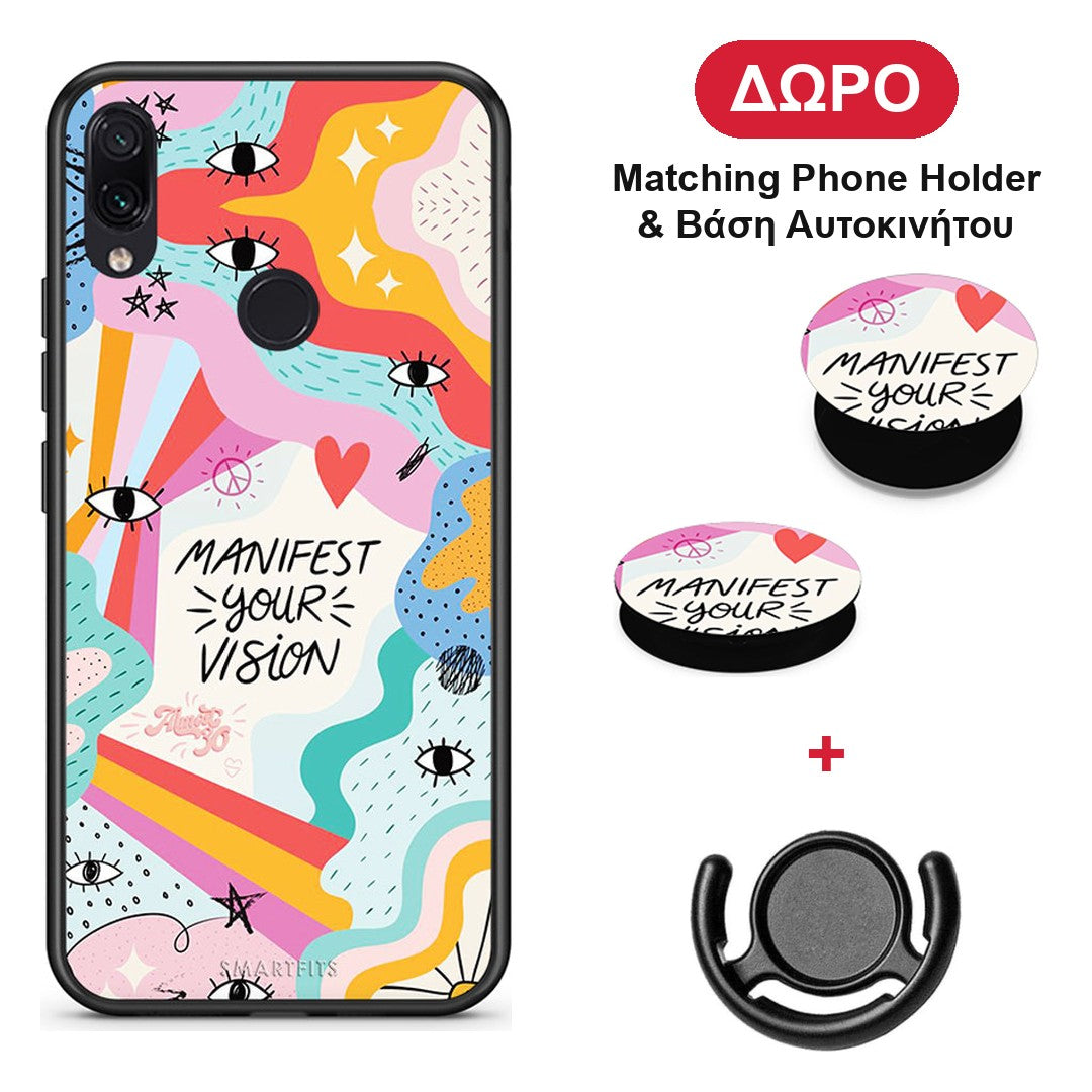 Manifest Your Vision - Xiaomi Redmi Note 7 θήκη + Δώρο Phone Holder & Βάση Αυτοκινήτου