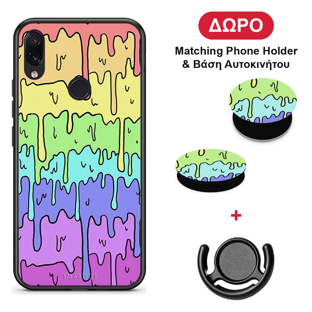 Melting Rainbow - Xiaomi Redmi Note 7 θήκη + Δώρο Phone Holder & Βάση Αυτοκινήτου