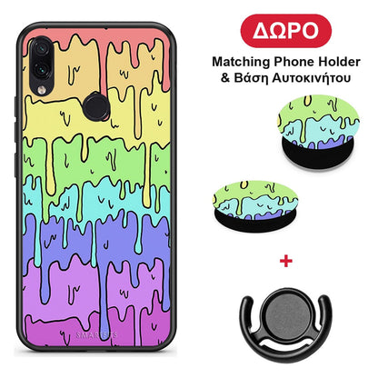 Melting Rainbow - Xiaomi Redmi Note 7 θήκη + Δώρο Phone Holder & Βάση Αυτοκινήτου
