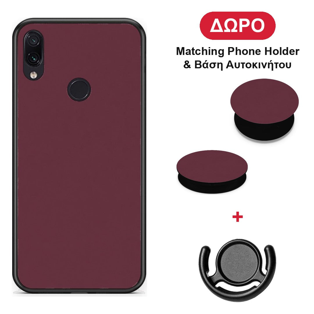 Muted Burgundy - Xiaomi Redmi Note 7 θήκη + Δώρο Phone Holder & Βάση Αυτοκινήτου