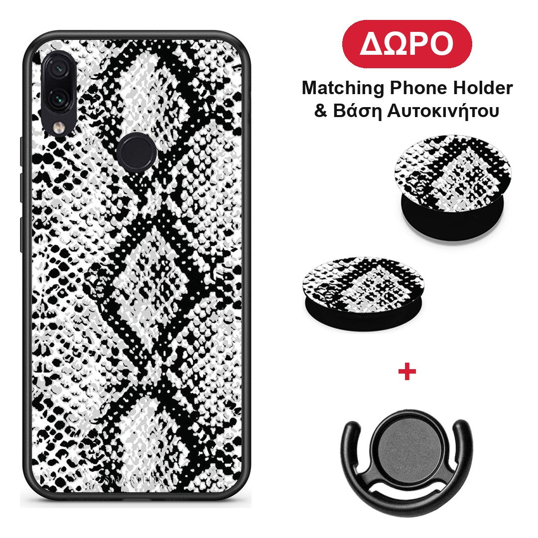 Animal White Snake - Xiaomi Redmi Note 7 θήκη + Δώρο Phone Holder & Βάση Αυτοκινήτου