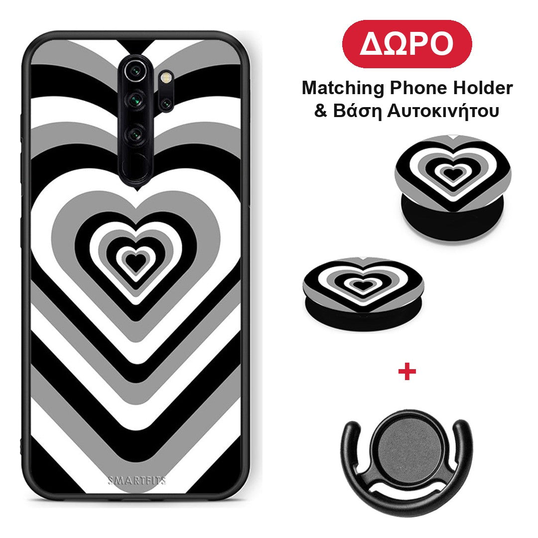 Black Hearts - Xiaomi Redmi Note 8 Pro θήκη + Δώρο Phone Holder & Βάση Αυτοκινήτου