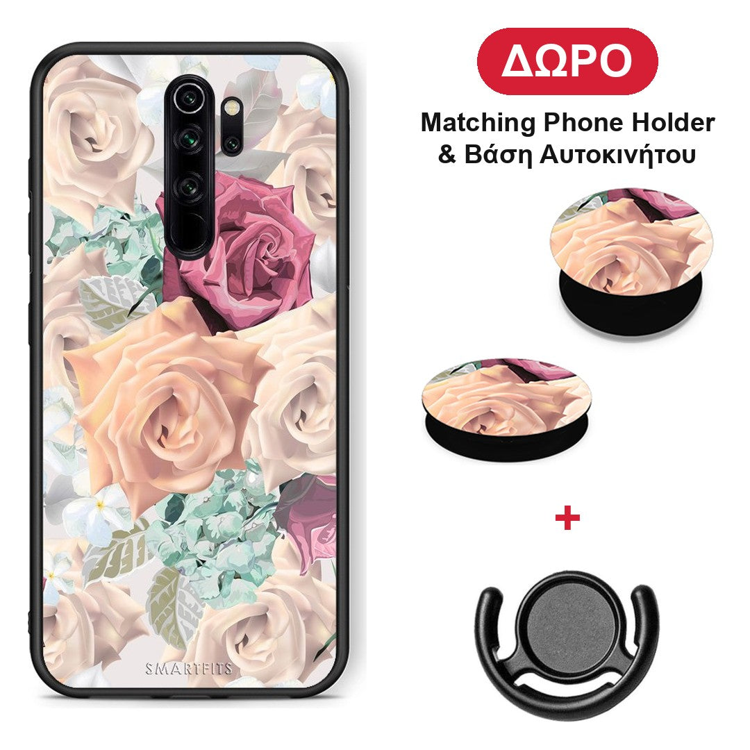 Floral Bouquet - Xiaomi Redmi Note 8 Pro θήκη + Δώρο Phone Holder & Βάση Αυτοκινήτου