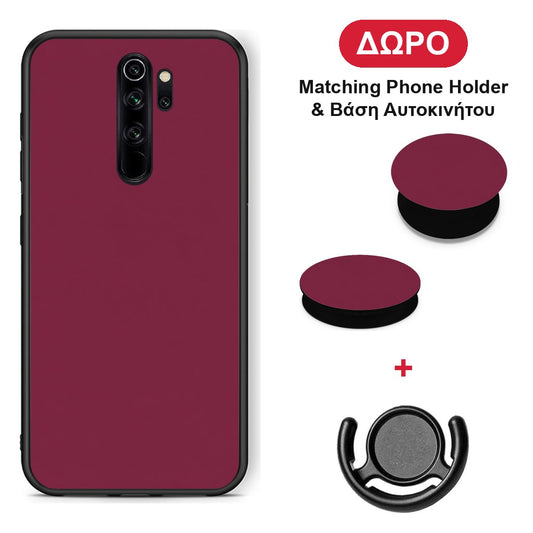 Burgundy - Xiaomi Redmi Note 8 Pro θήκη + Δώρο Phone Holder & Βάση Αυτοκινήτου