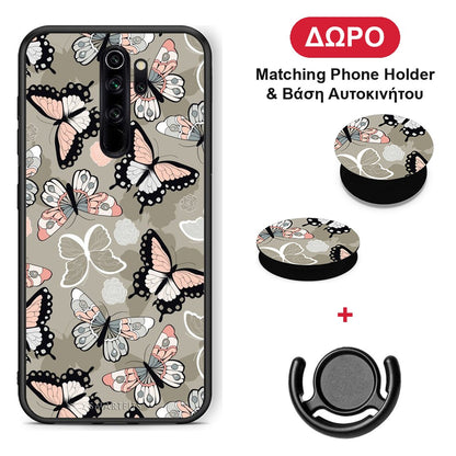 Boho Butterflies - Xiaomi Redmi Note 8 Pro θήκη + Δώρο Phone Holder & Βάση Αυτοκινήτου