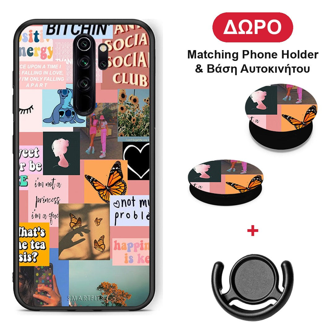 Collage Bitchin - Xiaomi Redmi Note 8 Pro θήκη + Δώρο Phone Holder & Βάση Αυτοκινήτου