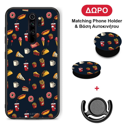Random Hungry - Xiaomi Redmi Note 8 Pro θήκη + Δώρο Phone Holder & Βάση Αυτοκινήτου
