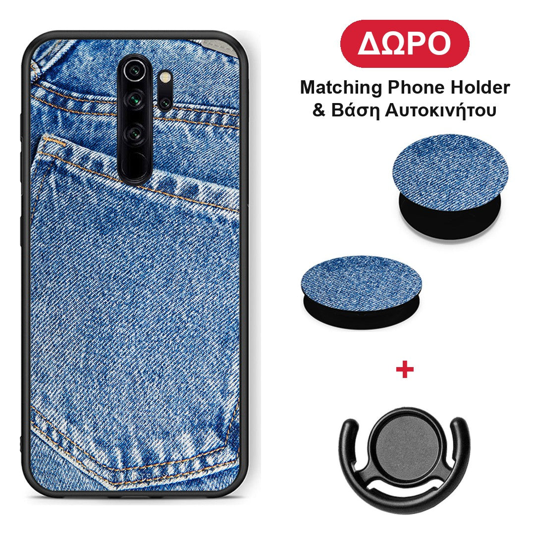 Jeans Pocket - Xiaomi Redmi Note 8 Pro θήκη + Δώρο Phone Holder & Βάση Αυτοκινήτου