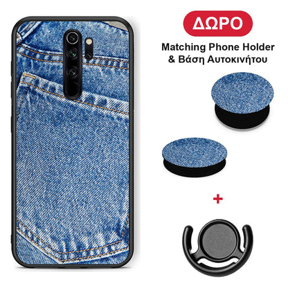Jeans Pocket - Xiaomi Redmi Note 8 Pro θήκη + Δώρο Phone Holder & Βάση Αυτοκινήτου