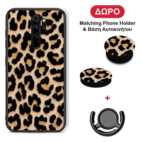 Leopard Print Tan Small - Xiaomi Redmi Note 8 Pro θήκη + Δώρο Phone Holder & Βάση Αυτοκινήτου