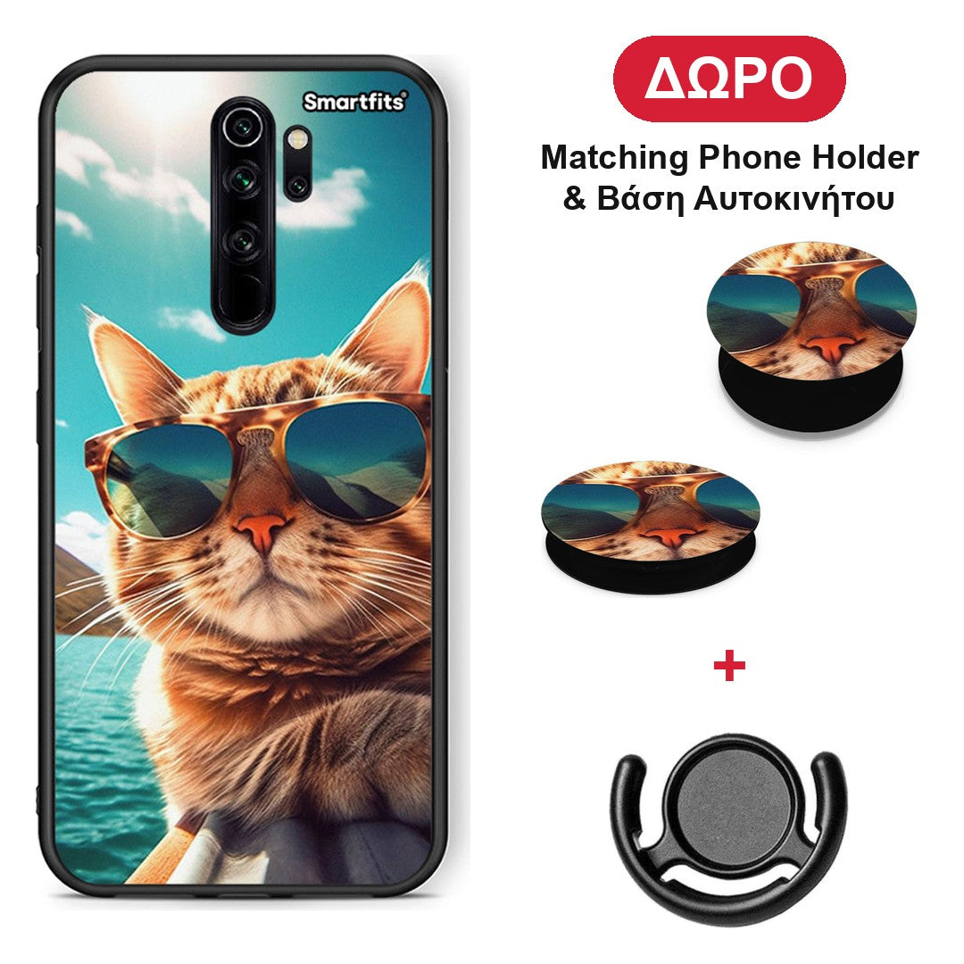 Summer Cat - Xiaomi Redmi Note 8 Pro θήκη + Δώρο Phone Holder & Βάση Αυτοκινήτου