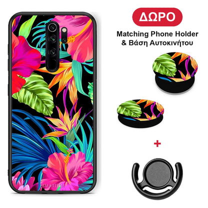 Tropical Flowers - Xiaomi Redmi Note 8 Pro θήκη + Δώρο Phone Holder & Βάση Αυτοκινήτου
