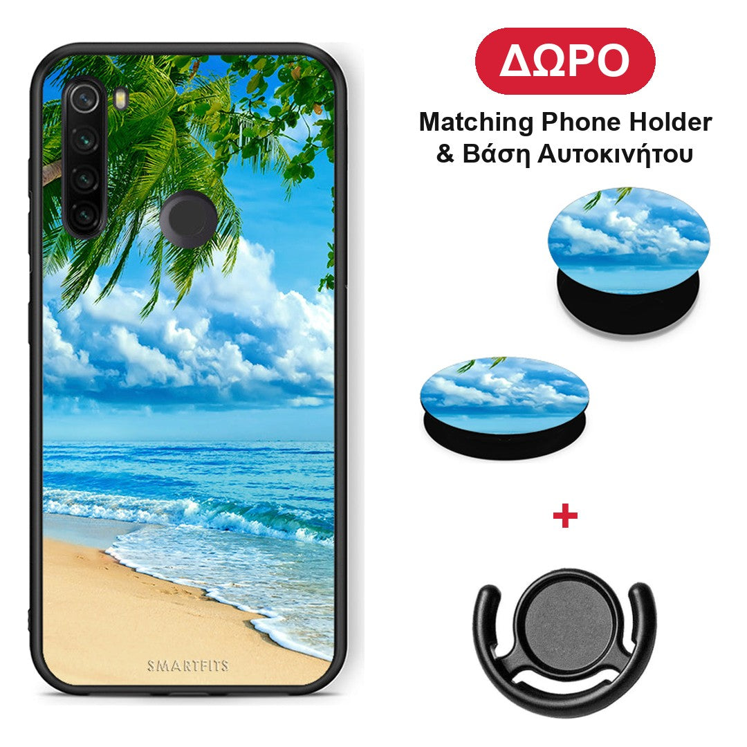 Beautiful Beach - Xiaomi Redmi Note 8T θήκη + Δώρο Phone Holder & Βάση Αυτοκινήτου