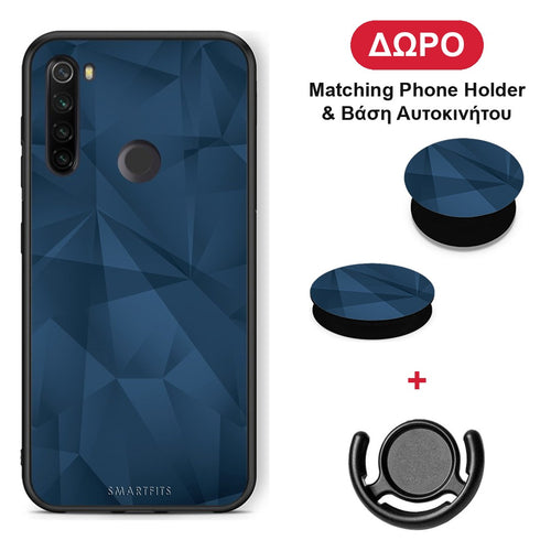 Geometric Blue Abstract - Xiaomi Redmi Note 8T θήκη + Δώρο Phone Holder & Βάση Αυτοκινήτου