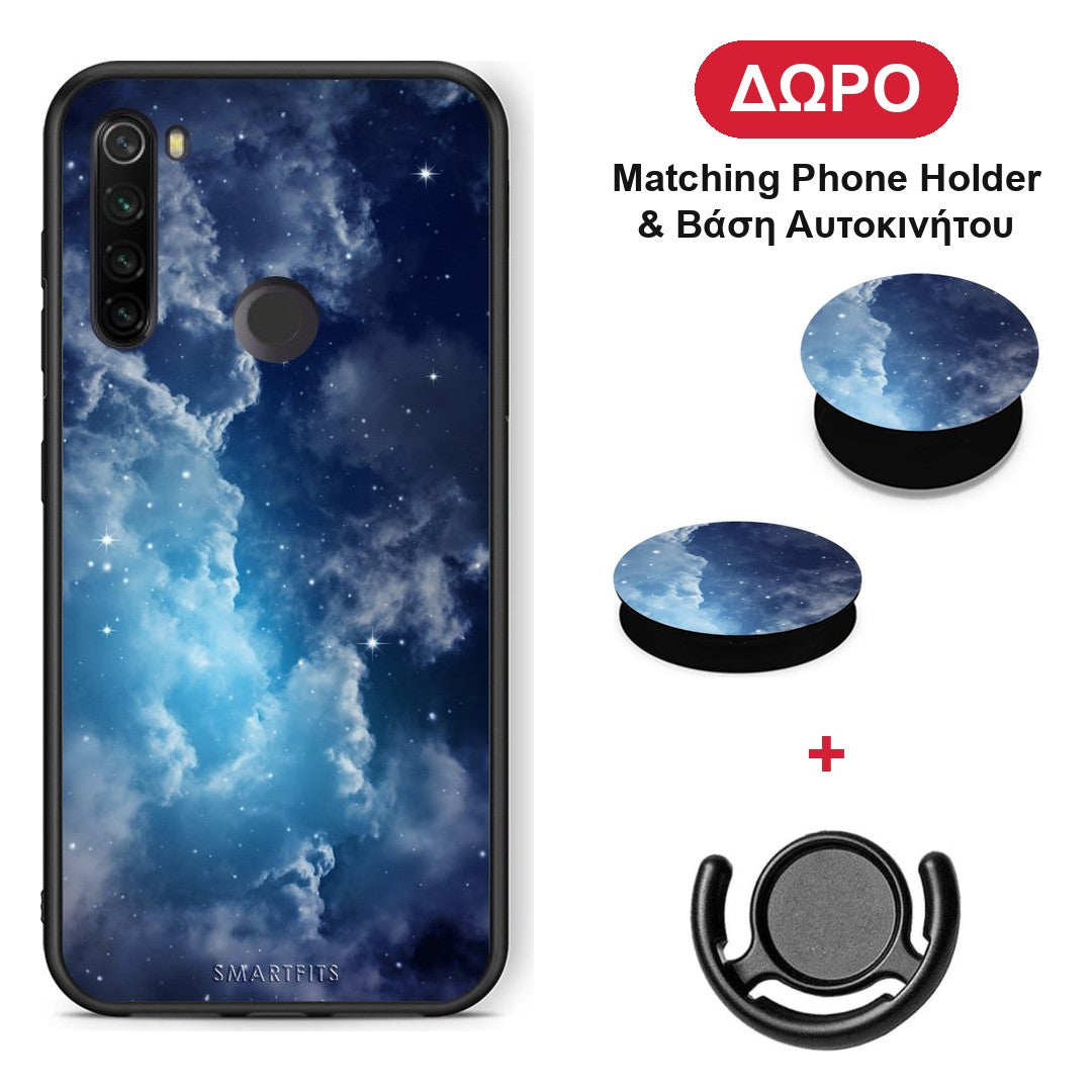 Galactic Blue Sky - Xiaomi Redmi Note 8T θήκη + Δώρο Phone Holder & Βάση Αυτοκινήτου