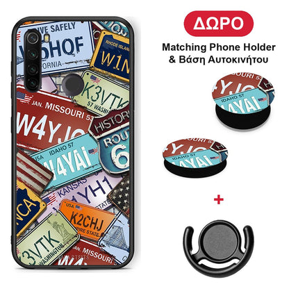 Car Plates - Xiaomi Redmi Note 8T θήκη + Δώρο Phone Holder & Βάση Αυτοκινήτου
