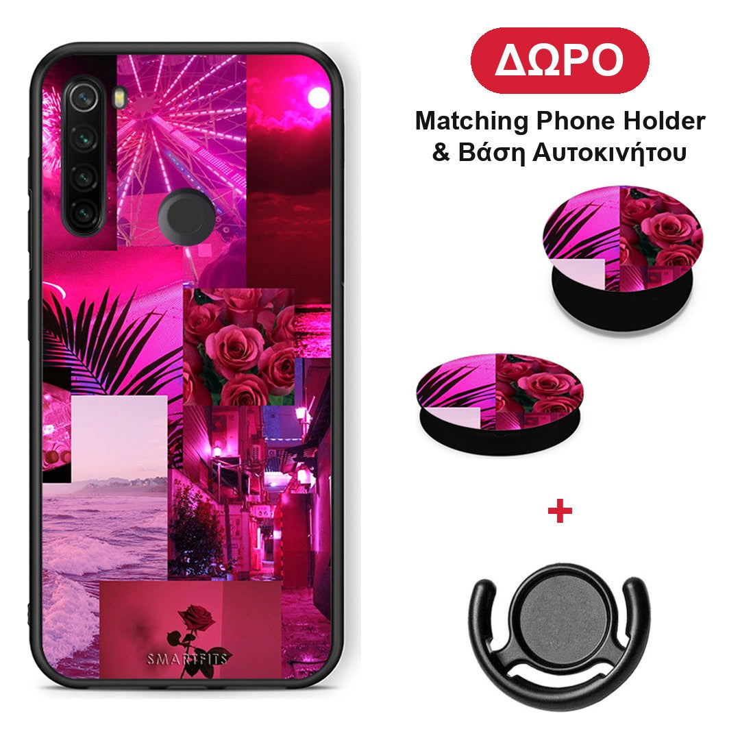 Collage Red Roses - Xiaomi Redmi Note 8T θήκη + Δώρο Phone Holder & Βάση Αυτοκινήτου
