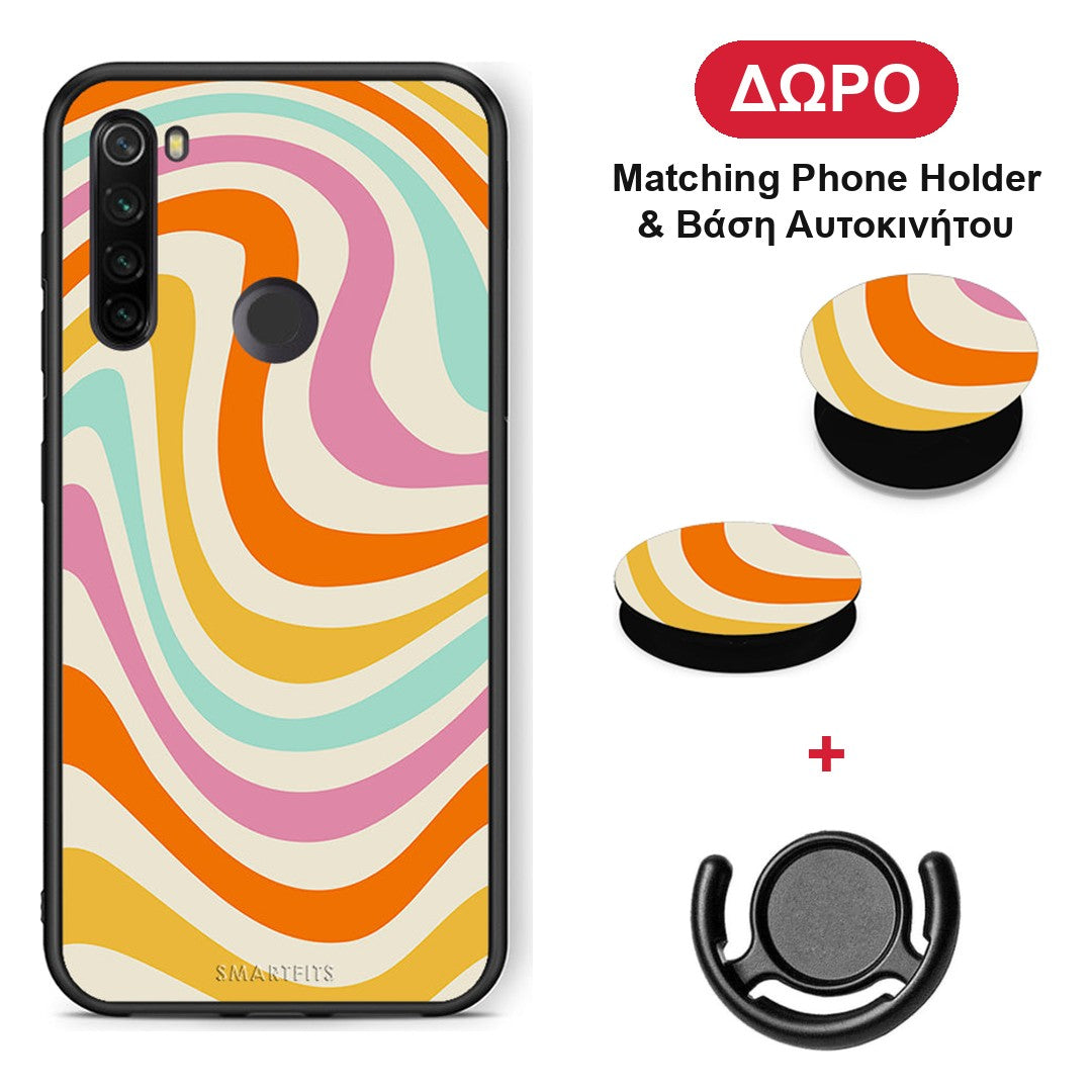 Colourful Waves - Xiaomi Redmi Note 8T θήκη + Δώρο Phone Holder & Βάση Αυτοκινήτου