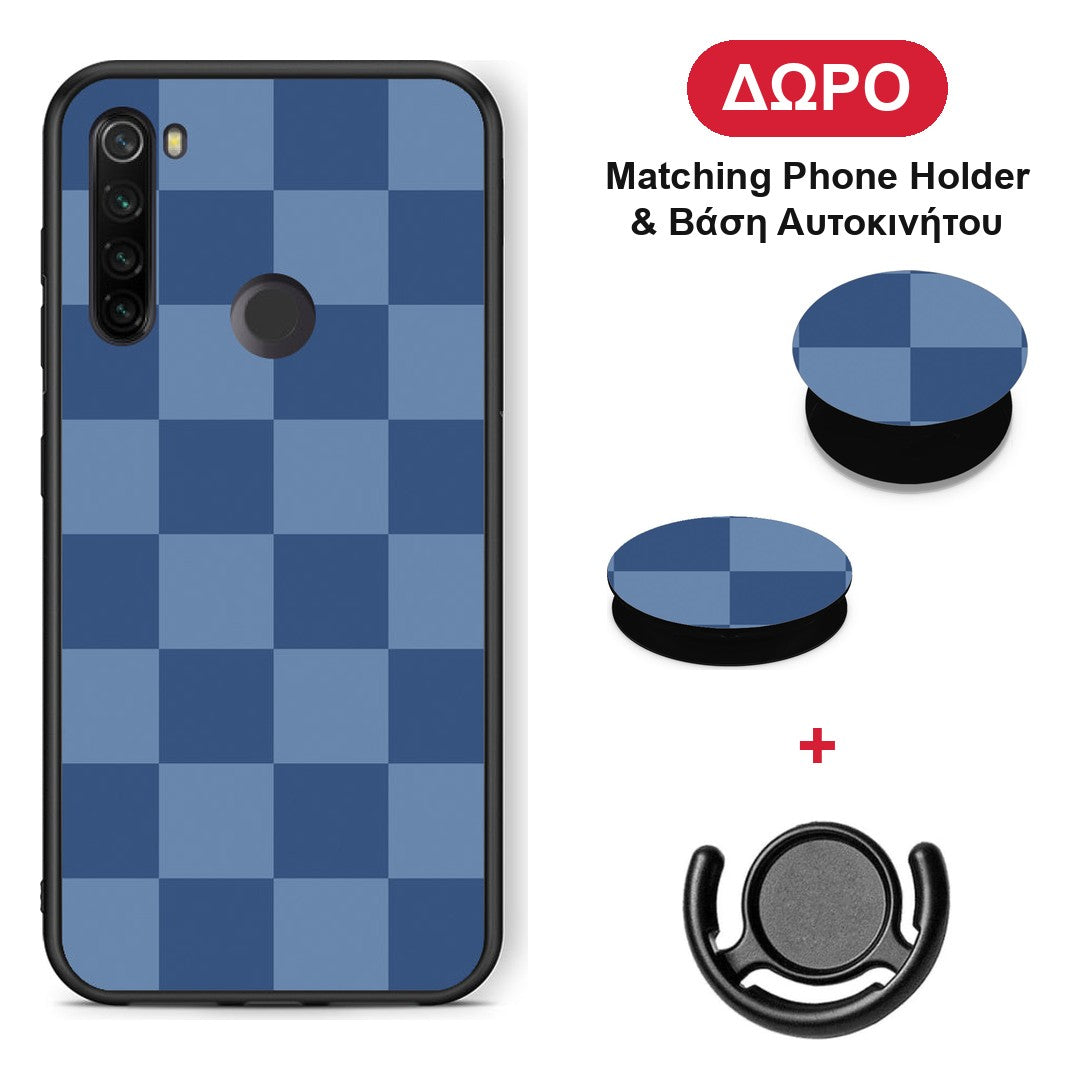 Denim Blue Checkerboard - Xiaomi Redmi Note 8T θήκη + Δώρο Phone Holder & Βάση Αυτοκινήτου