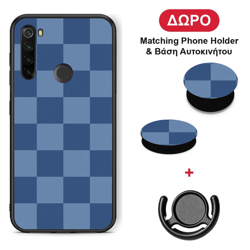 Denim Blue Checkerboard - Xiaomi Redmi Note 8T θήκη + Δώρο Phone Holder & Βάση Αυτοκινήτου